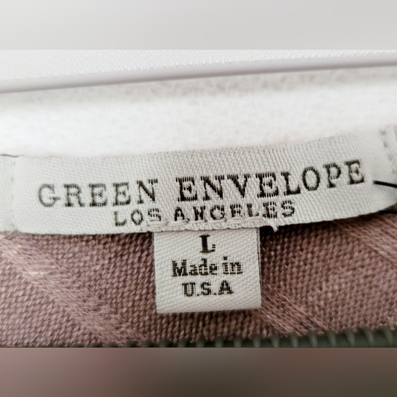 Green Envelope Women's Ribbed Top Sweatshirt Dusty Rose Dolman Sleeve Large - Picture 4 of 14